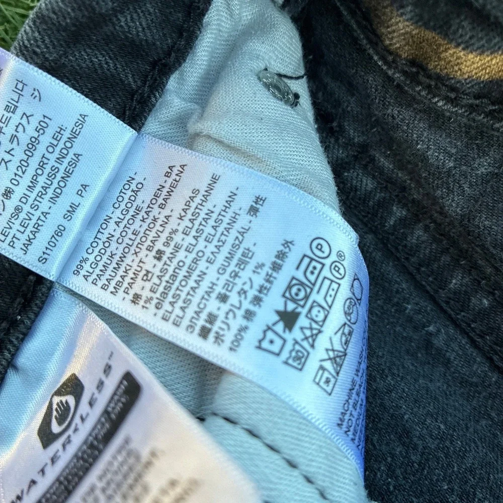 Levis 502 Original Fit 28x27 Jeans Faded Black Button Fly Straight Leg Denim Y2K